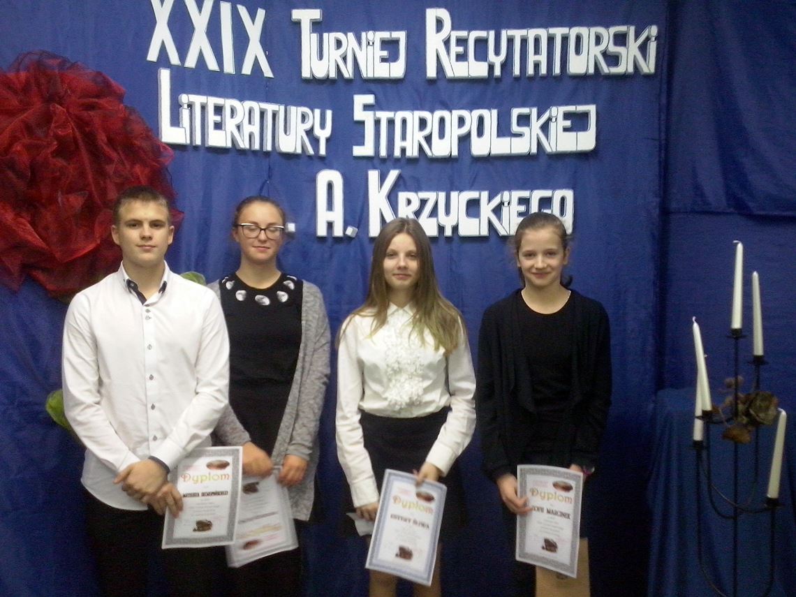 Zosia Marcinek laureatką  XXIV Turnieju Recytatorskiego Literatury Staropolskiej